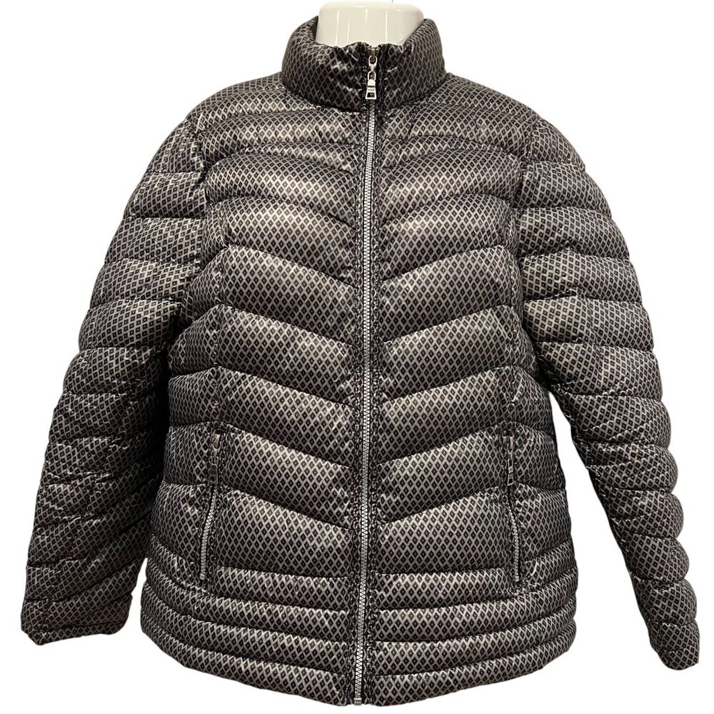 Nuage Lightweight Down Jacket, Diamond Pattern, Gray Black, L/XL